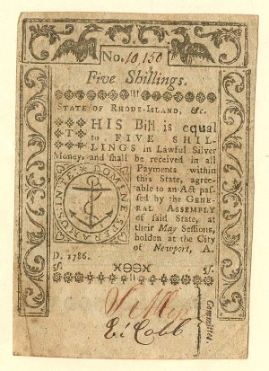 Colonial Currency - FR RI-295 - May 1786 - Paper Money